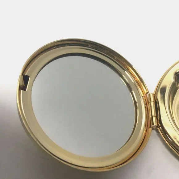 Vintage Estee Lauder Gold Ripple Swirl Peacock Jeweled Mini Compact Case Rare